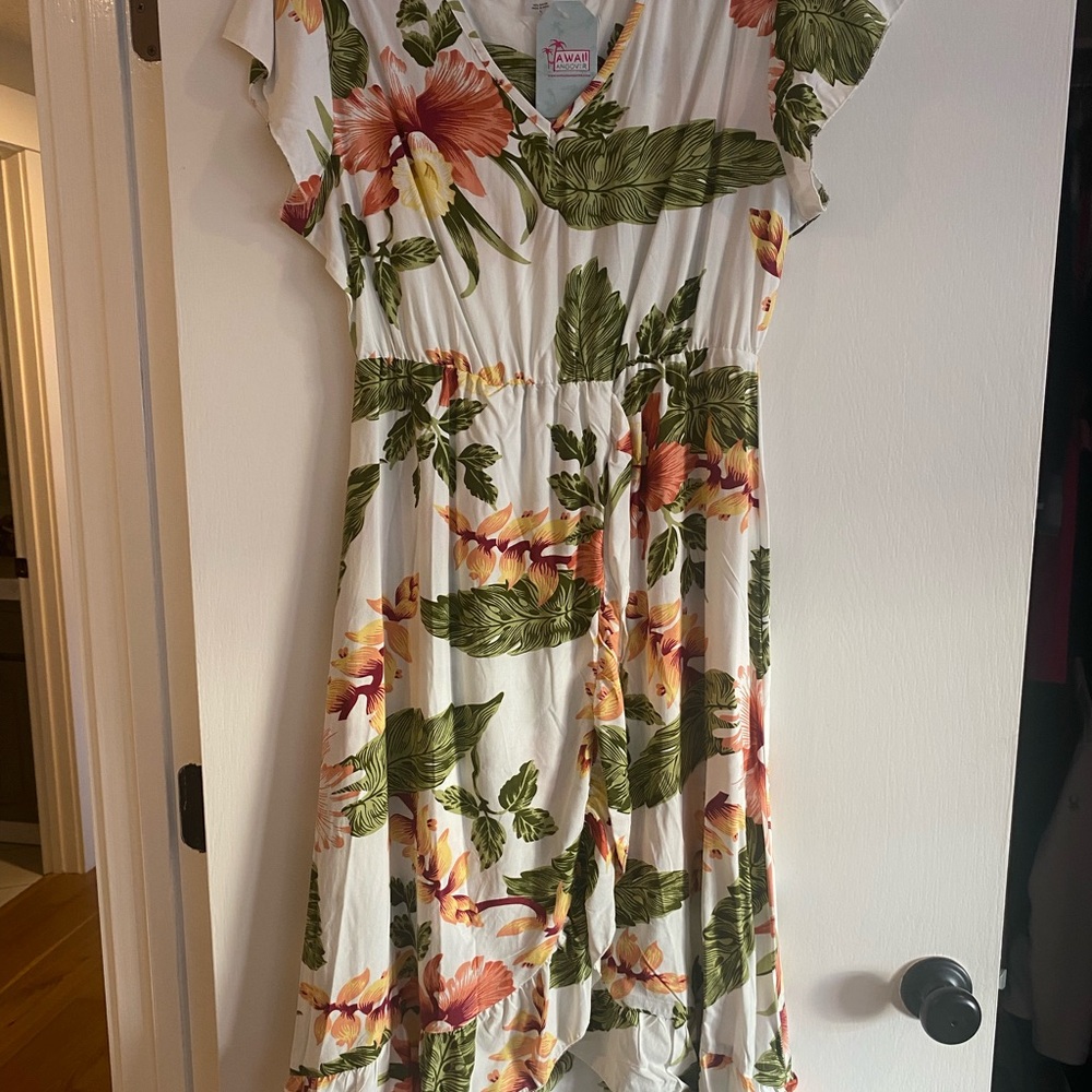 Hawaiian Luau Ruffle Floral Dress